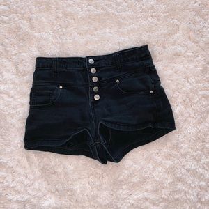 Black high rise shorts